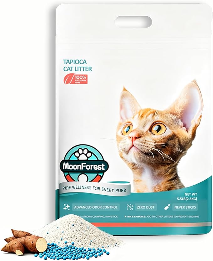 Tapioca Cat Litter, Clumping Low Dust for Automatic Litter Box, Odor Control Natural Plant-Based, 1-Pack