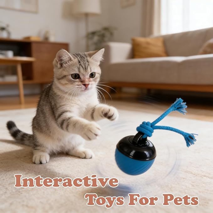 KumCinn Power Tail 2.0 Automatic Moving Dog Ball - Interactive Dog Toy | Self-Rolling, Motion Activated Electric Pet Ball to Keep Dogs Busy & Relieve Boredom (Suitable for All Dog Breeds)