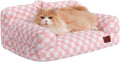Hollypet Fluffy Dog Cat Bed Pet Couch Beds Plush Soft Warming Washable Puppy Bed for Small Medium Dogs and Large Cats, Pink and White, 24" L x 18" W x 10" Th