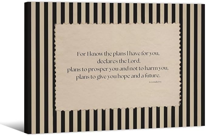 Bible Verse Jeremiah 29 11 Wall Art Christian Biblical Quotes Canvas Poster Modern Minimalist Scripture Prints 12X16 inch Wood Framed for Prayer Room Church Wall Decor
