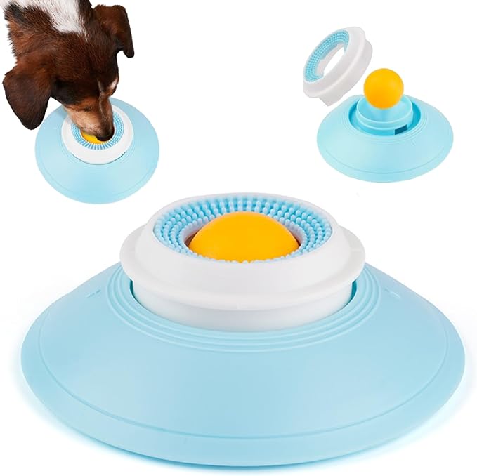 Dog Cat Licks Toys, Dog Licking Bowl for Liquid Food, Anxieties Relief Slow Feeder Dogs Lick Ball Treat Dispenser, Non-Slip Licking Bowl, Suitable for All Types of Dog, Cat