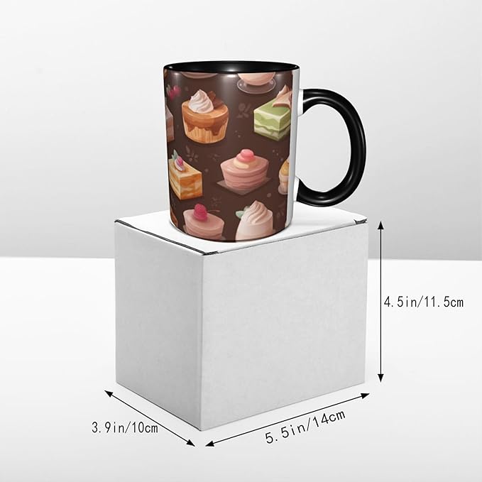 Cake Coffee Mug 11oz Ceramic Tea Cup With Handle Funny Porcelain Mugs for Women Dishwasher Microwave Safe