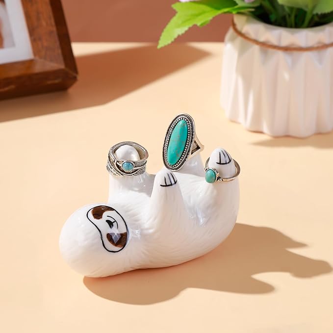 PUDDING CABIN Sloth Gifts Ring Holder Decor, Cute Ring Stand, Rings Display, Sloth Gift for Women Girls Her Mom Friends Sisters Birthday Wedding Christmas Mothers Day