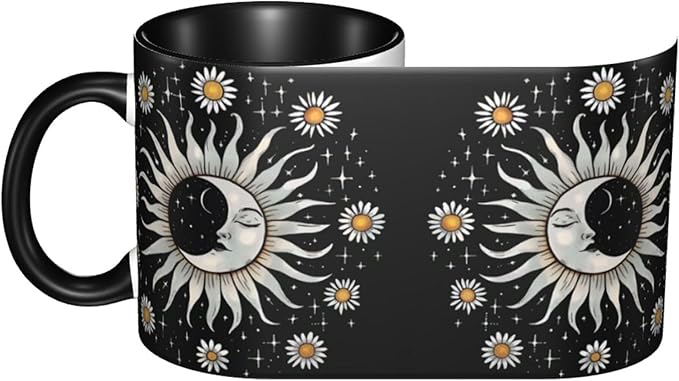 Moon and Sun Coffee Mug 11oz Ceramic Tea Cup With Handle Funny Porcelain Mugs for Women Dishwasher Microwave Safe