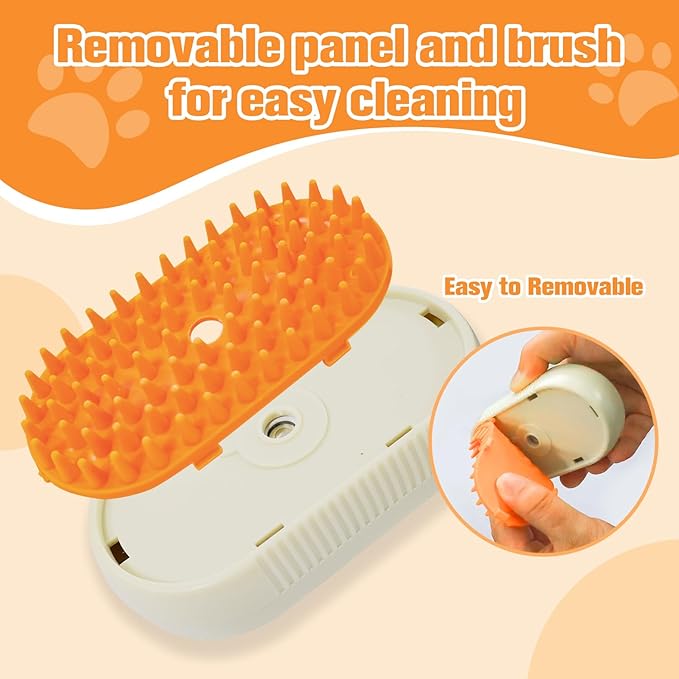 Steam Dog Brush for Shedding Cat Brushes for Indoor Cats Shedding,3 in 1 Silicone Pet Steam Brush for Dog Deshedding Massage Grooming,Rechargeable Cat Hair Brush,Furminator for Cats Dogs Yellow
