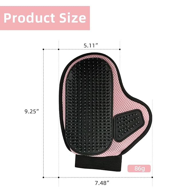 Pink Double-Sided Cat Shedding Glove Breathable Pet Grooming Massage Glove Slicker Brush Glove for Cats and Dogs Hair Removal Mitt