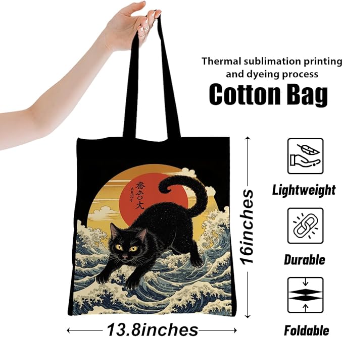 Cute Axolotls Cat, Moon Witch Series Inspirational Quotes Grocery Bags Gifts for Women