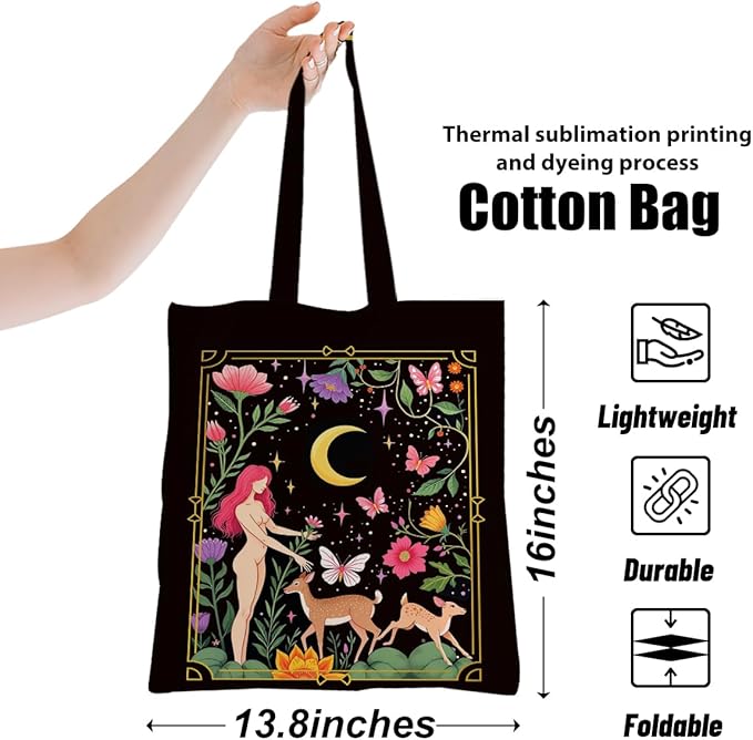Cute Axolotls Cat, Moon Witch Series Inspirational Quotes Grocery Bags Gifts for Women