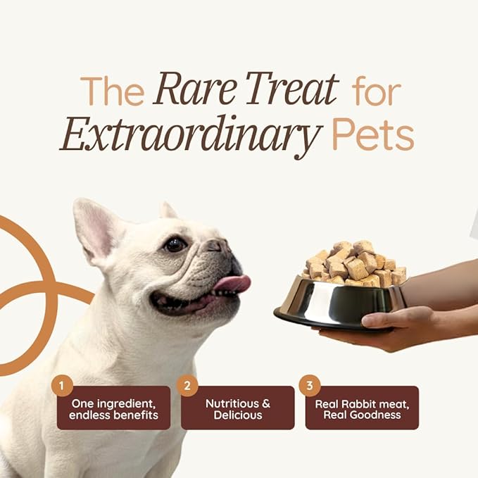 Benji & Louie Freeze Dried Rabbit Bites for Dogs & Cats – from Rabbit Meat, Single Ingredient Treats, Grain-Free – 3 oz (85 g)