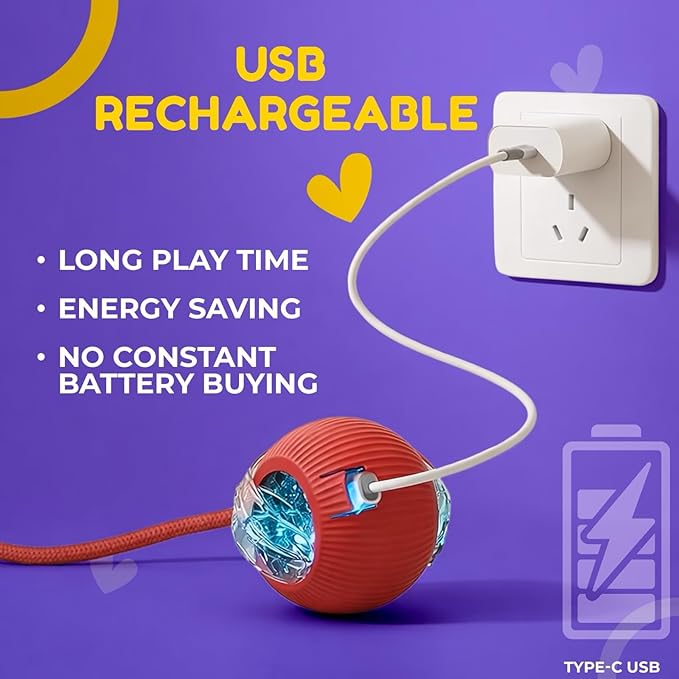 Interactive Smart Rolling Ball Toy for Cats & Small Dogs, Rechargeable Automatic Self-Moving Pet Toy with 360° Motion, Durable Exercise Ball for Indoor Play