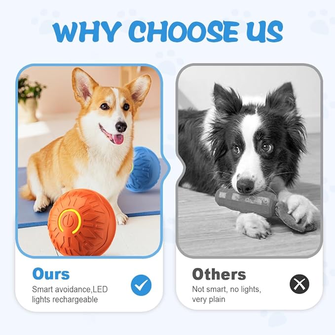Interactive Cat Dog Toys, 2026 Smart Automatic Moving Ball Toys for Indoor Dogs Cats, Self-Rolling Interactive Cat Dog Toy Ball for Small/Medium Dogs (2PCS Blue)