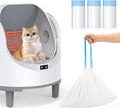 45 Count Cat Litter Box Liners, Heavy Duty Extra Thick Drawstring Bags for Automatic Self-Cleaning Litter Boxes, Leak-Proof Tear-Resistant Waste Liners, 15 Bags/Roll, 15.35" x 25.6"