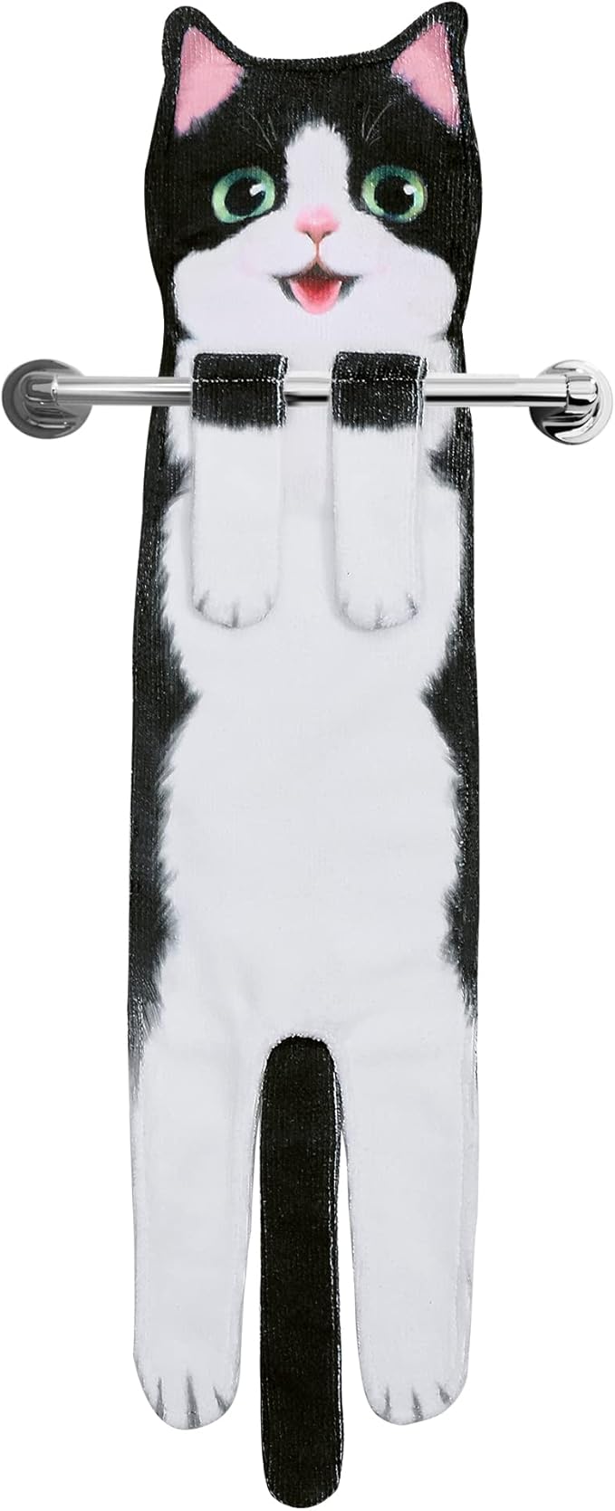 Funny Hand Towels for Bathroom Kitchen Decor - Cute Cat Hanging Hand Towel Kitchen Gadgets - Unique Housewarming Birthday Christmas Cat Lover Gift Ideas for Women Mom Lady Adults