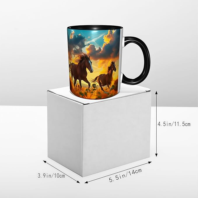Horse Coffee Mug Funny Ceramic Tea Cup Novelty Presents for Women Men Home and Office Birthday Microwave Dishwasher Safe 11oz