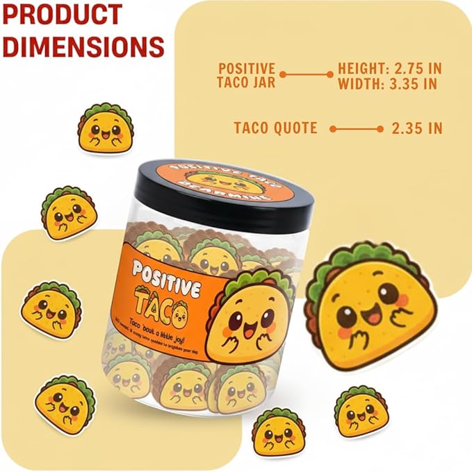 DEARMINE Positive Taco Jar 60 Affirmation Cards Emotional Support Taco Gift, Taco Lovers, Women's Birthday Gift