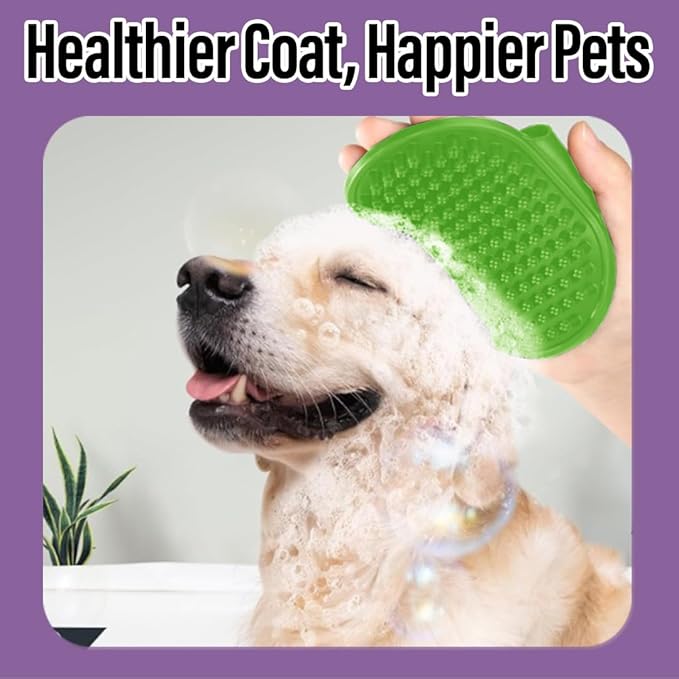 2 Pcs Self Cleaning Deshedding Dog Brush & Bath Brush - Skin Friendly Shedding Grooming Tool For Dogs, Cats And Puppies, Premium Pet Supplies, Green
