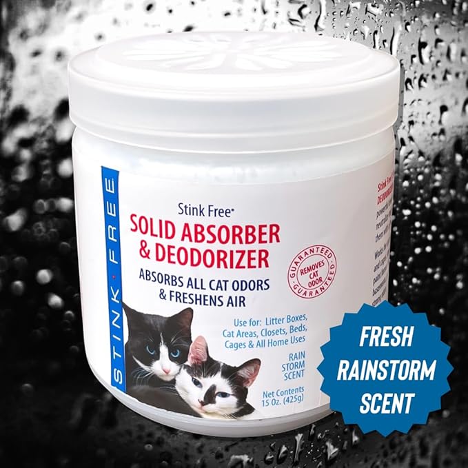 Cat Solid Freshener, Absorber & Deodorizer - Room Purifier, Bathroom Odor Eliminator, Basement, Bedroom, House, Office etc. 15 oz. Rainstorm Fragrance