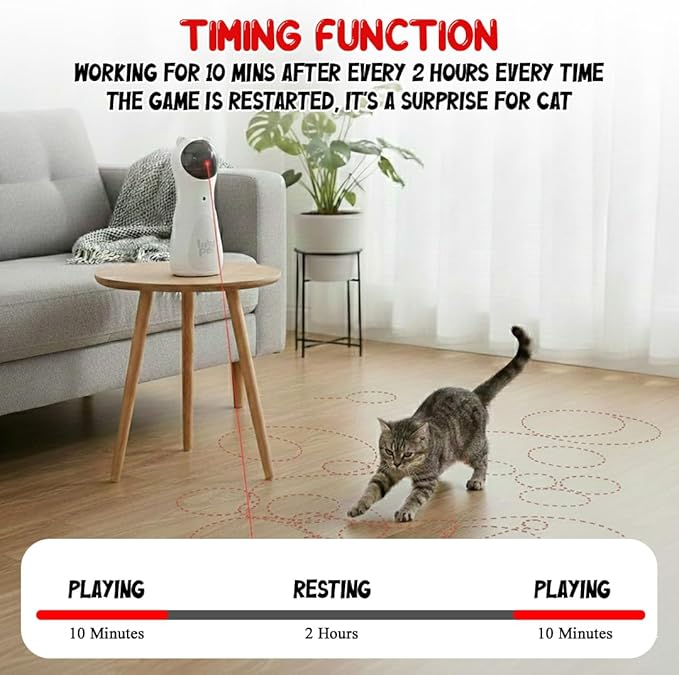 Automatic Cat Laser Pointer Toy, Random Trajectory Motion-Activated Laser Pointer Cat Toy for Indoor Cats | 4 Speed Modes, Adjustable Angles, Interactive Lazer Pointer Cat Toy for Happy & Healthy Pet