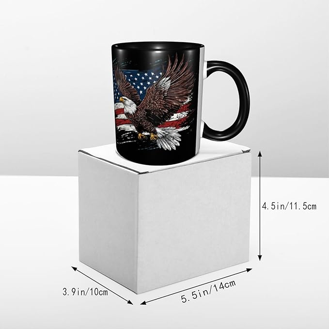 Eagle USA Flag Coffee Mug 11oz Ceramic Tea Cup With Handle Funny Porcelain Mugs for Women Dishwasher Microwave Safe