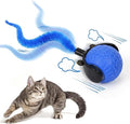 Interactive Cat Toy Ball for Indoor Cats, 2026 Automatic Moving Cat Toy with Feather Tails, 3-Mode Activated Self Rolling Smart Ball, Rechargeable Toy for Small Medium Large Cats (Blue)