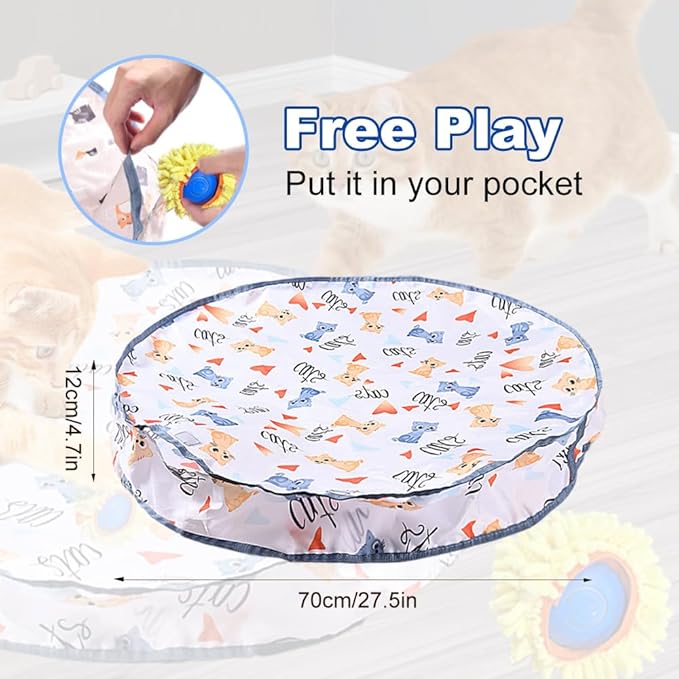 2025 New Interactive Cat Toys Ball Fast Rolling in Pouch, Hide and Seek Cats Toy, Automatic Kitten Toys Moving Ball, Rechargeable Cat Enrichment Toys for Bored Indoor Adult Cats (B)