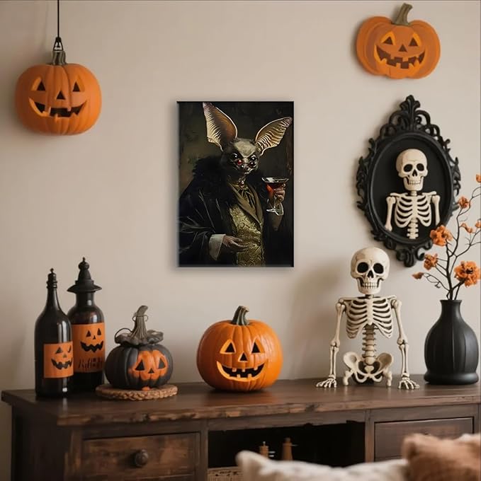 Jatinoo Gothic Bats Decor Wall Art Halloween Decorations Vintage Decor for Dark Academia Aesthetic Room and Gothic Home Decor