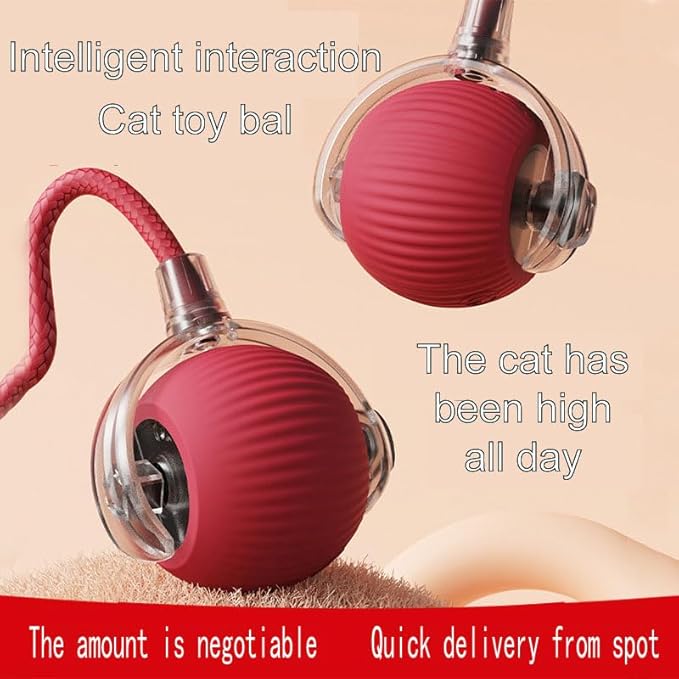 Silicone Cat Ball Toy - Smart Automatic Rolling Toy for Indoor Pets - Electric Cat Toy Ball with Tail with Motion-Activated, Fast Self-Rolling for Bored Cats & Dogs (Green)