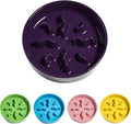LE TAUCI PET Ceramic Slow Feeder Dog Bowls Small Breed, 0.5 Cups Dog Food Dish for Fast Eaters, Puzzle Bowl for Small Dogs and Cats, 5.5 Inch-Purple