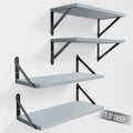 COCOYA Wall Shelves 7.3" Deep Set of 4, Solid Paulownia Wood Wider Longer Sturdy Easy to Install Wall Mounted Bookshelves Storage Shelves Bathroom Home Office Laundry Room Bedroom Organizer Gray