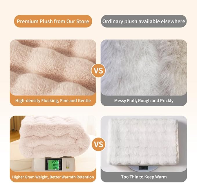 SOMAHE Self-Warming Cat Blanket for Indoor Cats & Small Dogs, Dual-Side Sherpa Plush Throw, Anti-Static Shared Couch Mat for Crate & Travel, Machine Washable No Shrink, 28x22 Inch White