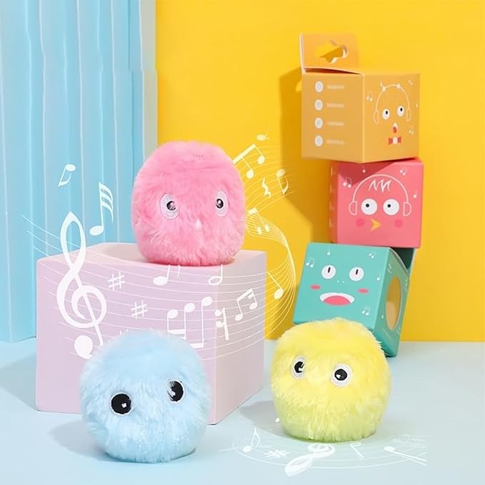 Cat Toys Balls Interactive Cat Toy Simulating Animal Chirp with Birds Frogs or Crickets Chirping Automatic Cat Toys for Indoor Cats (Blue, Plush Ball)