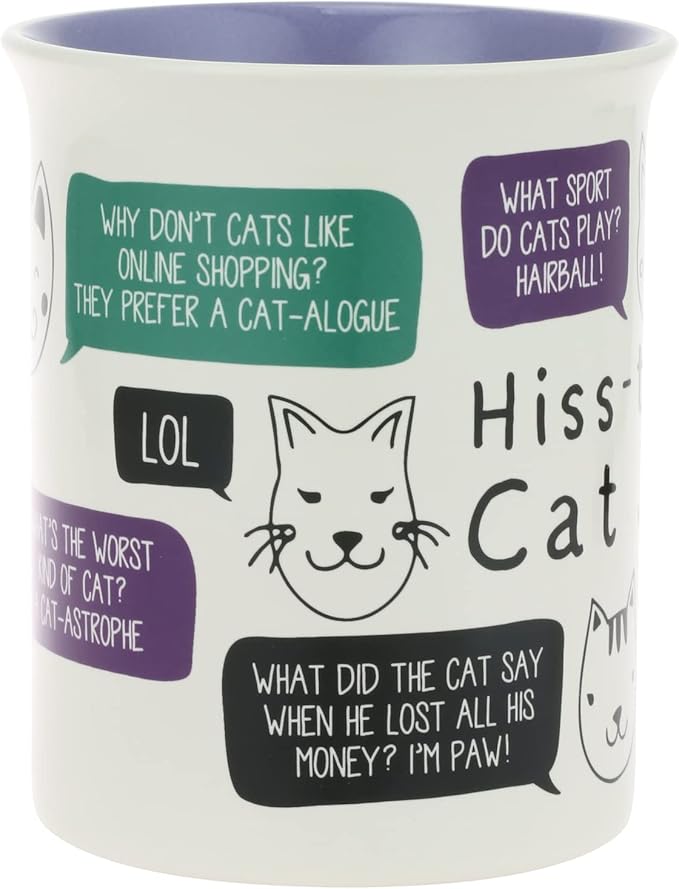 Enesco Our Name is Mud Pets Hiss-Terical Cat Jokes Coffee Mug, 16 Ounce, Multicolor