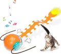 Interactive Cat Toy with Centipede Tail,Fast Rolling Ball, Rechargeable Toys for Bored Indoor Adult Cats, Touch Activated/Rechargeable/Bird Chirping Squeaky