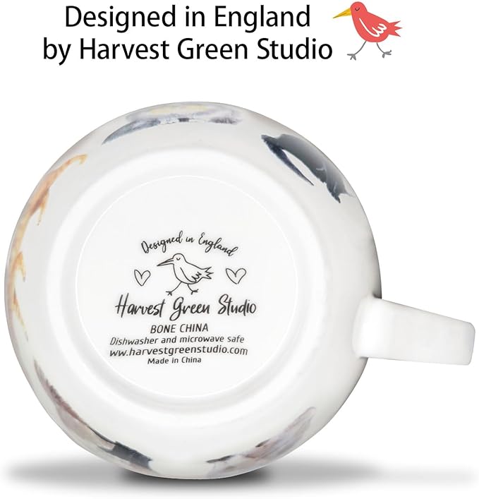 Cute Cat Mugs for Daily Coffee and Tea, Premium 20 oz Bone China Coffee Tea Hug Mug, Perfect Holiday, Birthday, and Christmas Gift for Cat Lovers, Designed in England by Harvest Green Studio