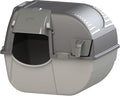 Omega Paw Premium Roll 'N Clean Self Cleaning Litter Box with Integrated Litter Step and Unique Sifting Grill for Quick Maintenance, Large Size, Gray