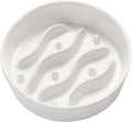 Ceramic Slow Feeder Dog Bowls for Small Dogs, 0.6 Cup Dog Slow Feeder for Fast Eater, Puzzle Maze Bowl, 14oz, 6in, White
