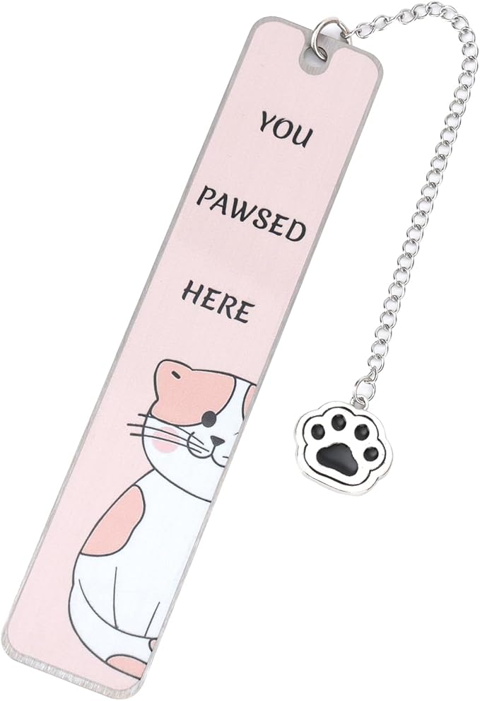 Cute Cat Bookmark, Zinc Alloy Kitten Paw Print Bookmarks Reading Gifts for Cat Lovers Funny Black Kitten Book Marks Animal Bookmark Gifts Book Accessories for Reading (Style B)