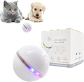 Automatic Active Rolling Ball for Cats, Self Moving Interactive Dog Toys for Boredom, Wicked Ball for Small Dogs/Cats with LED Lights, USB Rechargeable(White)