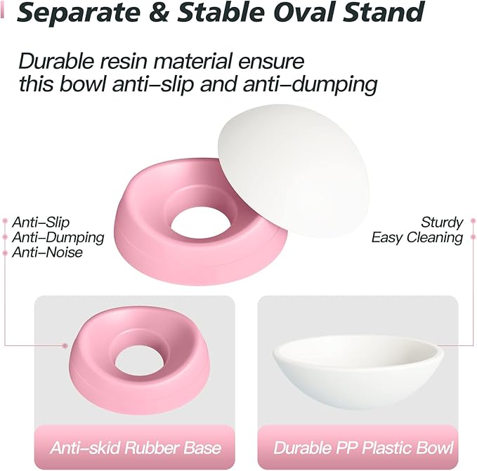 Cat Bowls Elevated Cat Food Bowl Adjustable Cat Dish Anti-Slip and Anti-Noise Raised Cat Bowl Protecting Pet’s Spine Thickened Plastic Bowl Suitable for Indoor Cats, 17 Oz