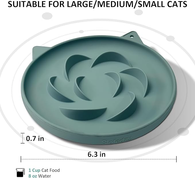 Slow Feeder Cat Bowl 2 Packs, Durable Anti-Gulping Cat Food Bowl for Healthy Digestion, Easy to Clean for Wet/Dry Food (Green+Green)