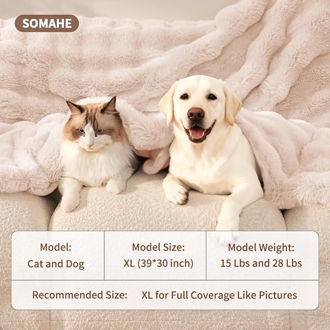 SOMAHE Self-Warming Cat Blanket, Dual-Side Plush Sherpa Throw with Anti-Static, Snuggle Mat for Kittens & Cats, Cozy Bed Topper for Windowsills & Couches, Machine Washable & Dryable, 21x18 Inch White