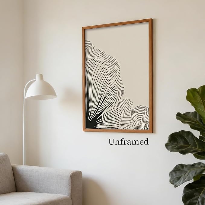 Abstract Black and Beige Flowers Canvas Wall Art, Neutral Floral Lines Poster, Modern Minimalist Floral Wall Decor, Boho Botanical Sketch Art Print for Living Room Bedroom 24x36in Unframed