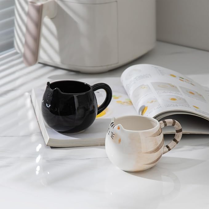 Cute Cat Coffee Mug with Ears, 12 Oz Ceramic Tea Cup for Women and Men, Kitty Themed Choice for Cat Lovers