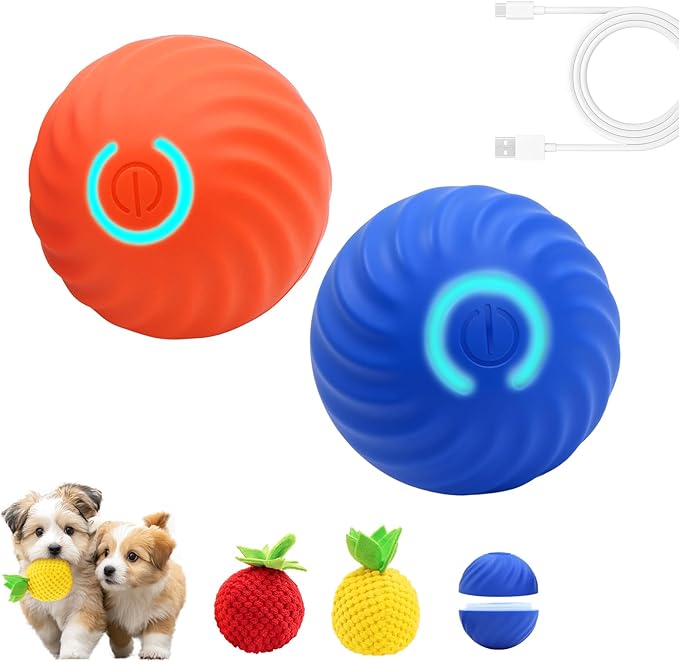 2Pcs Interactive Dog Ball Toys,Smart Small Medium Dog Toys to Keep Them Busy with 3 Cover, Automatic Rolling and Jumping Pet Balls Ball for Dogs,Pet Interactive Toy Balls.