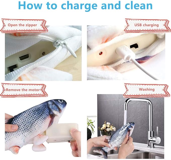 Interactive Cat Toys Flopping Fish with Catnip, Moving Cat Toys for Indoor Cats 2Pack, 11" Electric Automatic Kitten Kicker Exercise Toy, Wiggle SilverVine Floppy Fish for Small Dogs, Kitten