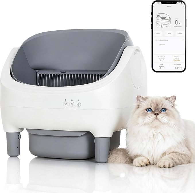 GarveeLife Automatic Self Cleaning Litter Box with APP Control, Open-Top Smart Cat Litter Box for Multiple Cats, 7-Layer Safety Sensors, 10.5L Large Waste Bin, Ultra Quiet, for Large Cats & Kittens