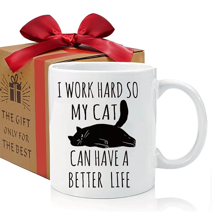 Funny Cat Themed Mug for Cat Lovers Gift - Boyfriend, Mom, Dad, Colleague, Boss - Birthday