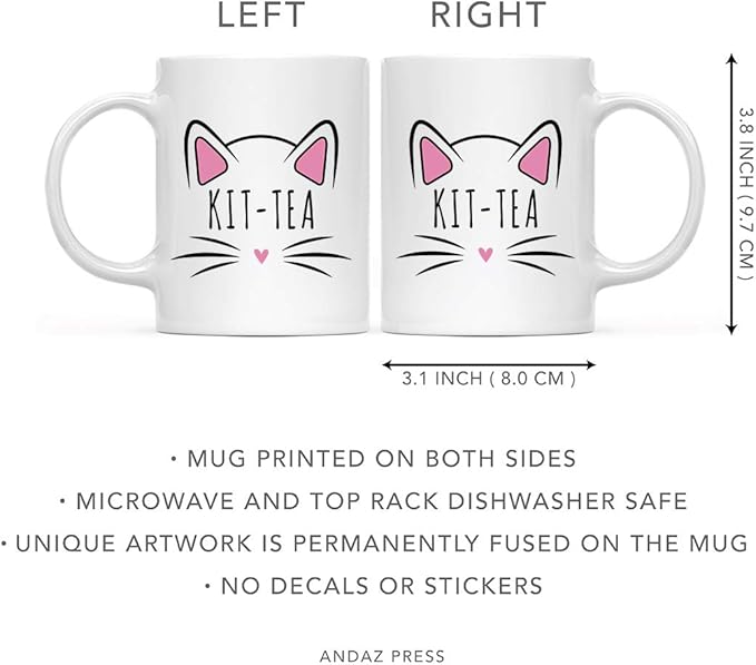 Andaz Press Funny Cat Lover 11oz. Ceramic Coffee Tea Mug, Kit-Tea, 1-Pack, for Cat Mom, Birthday Christmas Ideas, Includes Box