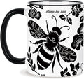 Bee Cups 11Oz Valentines Day Birthday Gift for Woman, Bee Gifts for Women Black and White Boho Coffee Mug, Bumble Bees Gifts Cute Coffee Mug for Women Microwave & Dishwasher Safe