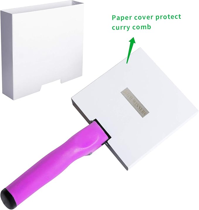 Reversible Stainless Steel Curry Comb with Soft Touch Grip (Pink)